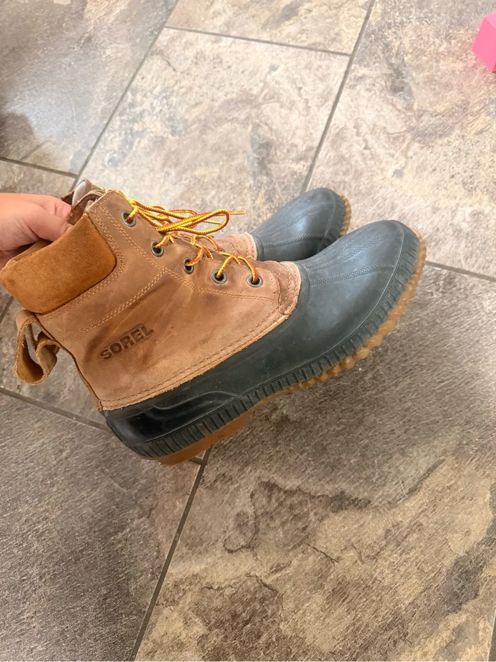 Sorel Men's Brown Leather Lace Up Duck Boots size 12 (Waterproof)